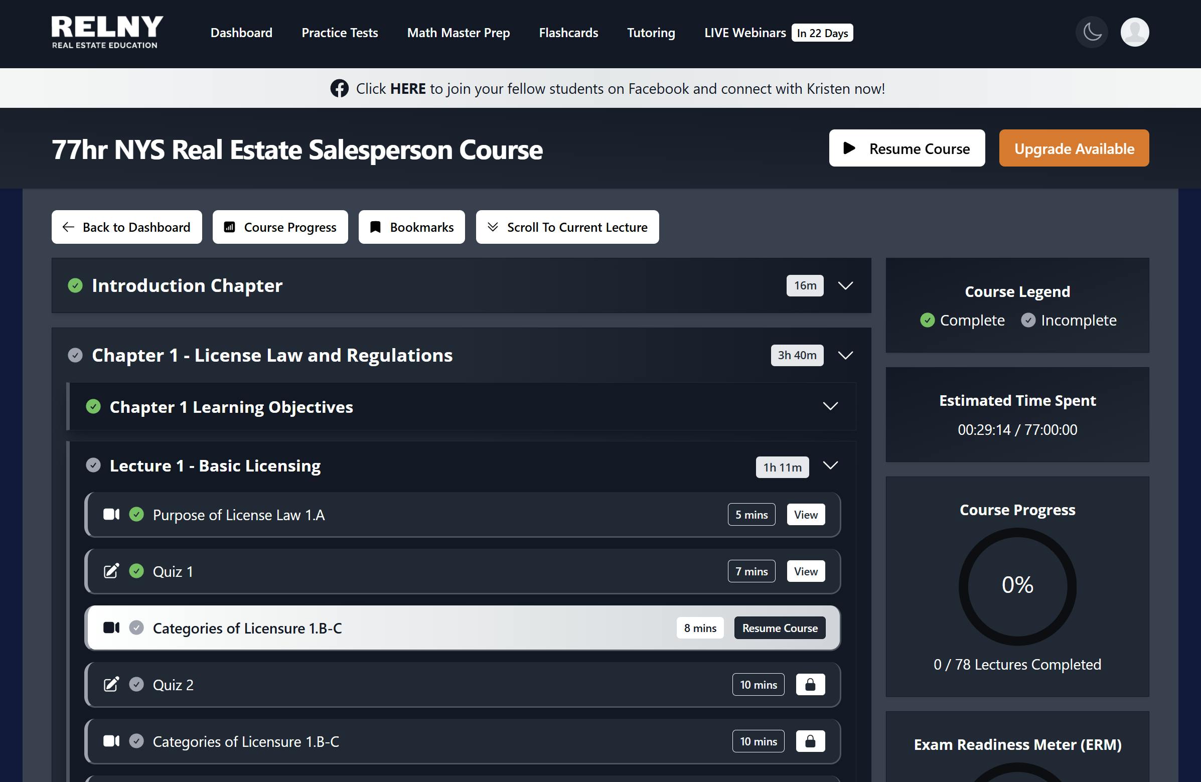 RELNY Course Platform Features - Battery Conserving Dark Mode