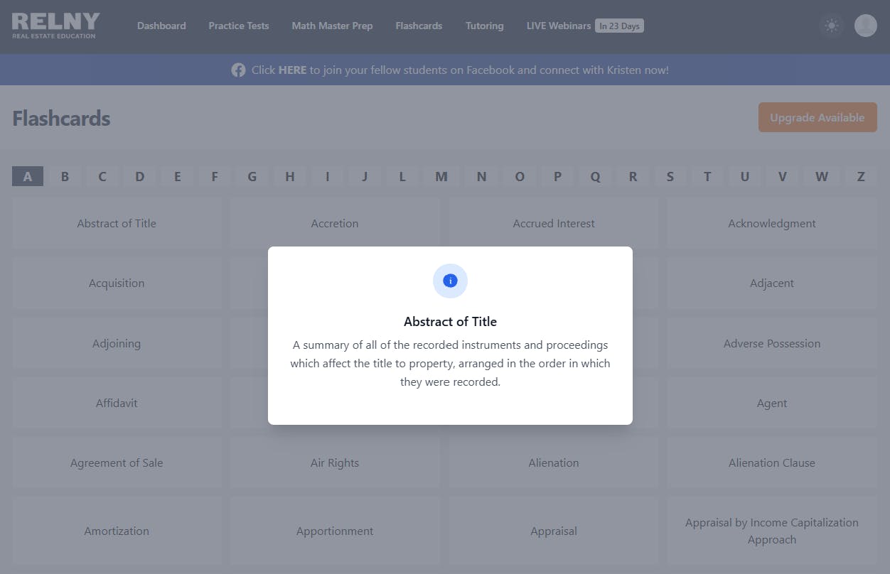 RELNY Course Platform Features - Flashcards