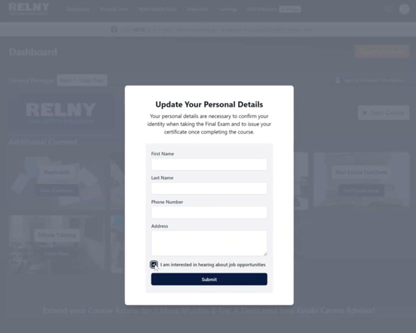 RELNY Course Platform Features - Job Placement Solutions