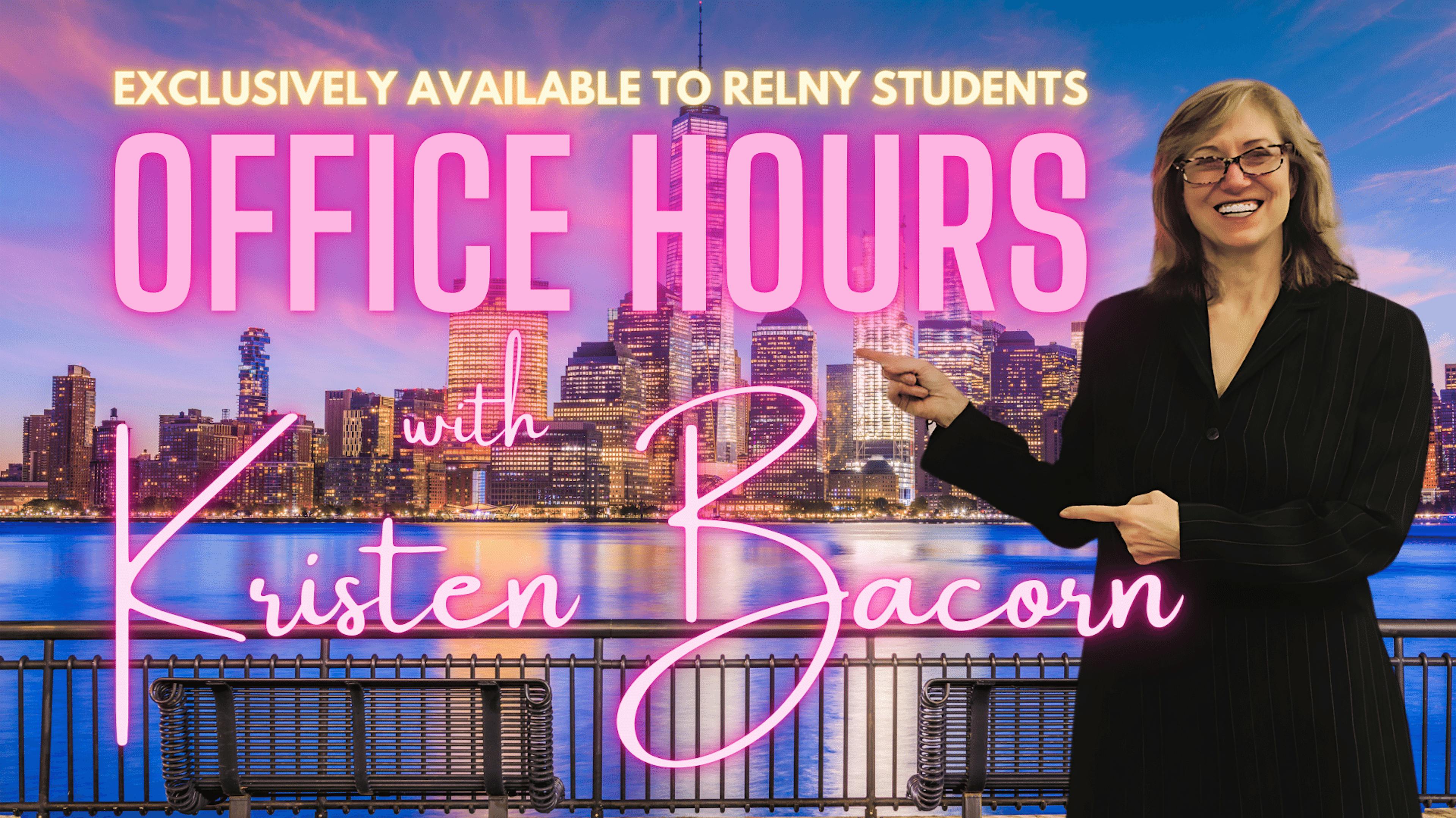 Exclusively Available to RELNY Students: Office Hours with Kristen Bacorn