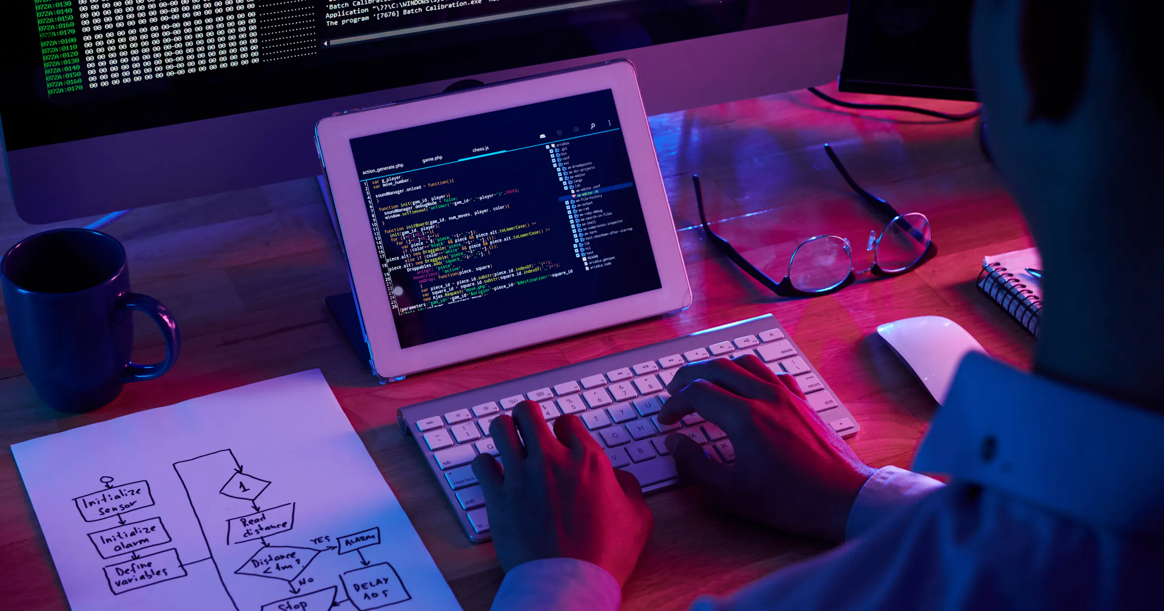 https://images.prismic.io/remotecrew-website/afCOwcBOoF08xXg-_professional-programmer-working-late-dark-office.jpg?auto=format,compress&rect=0,524,7360,3864&w=2400&h=1260