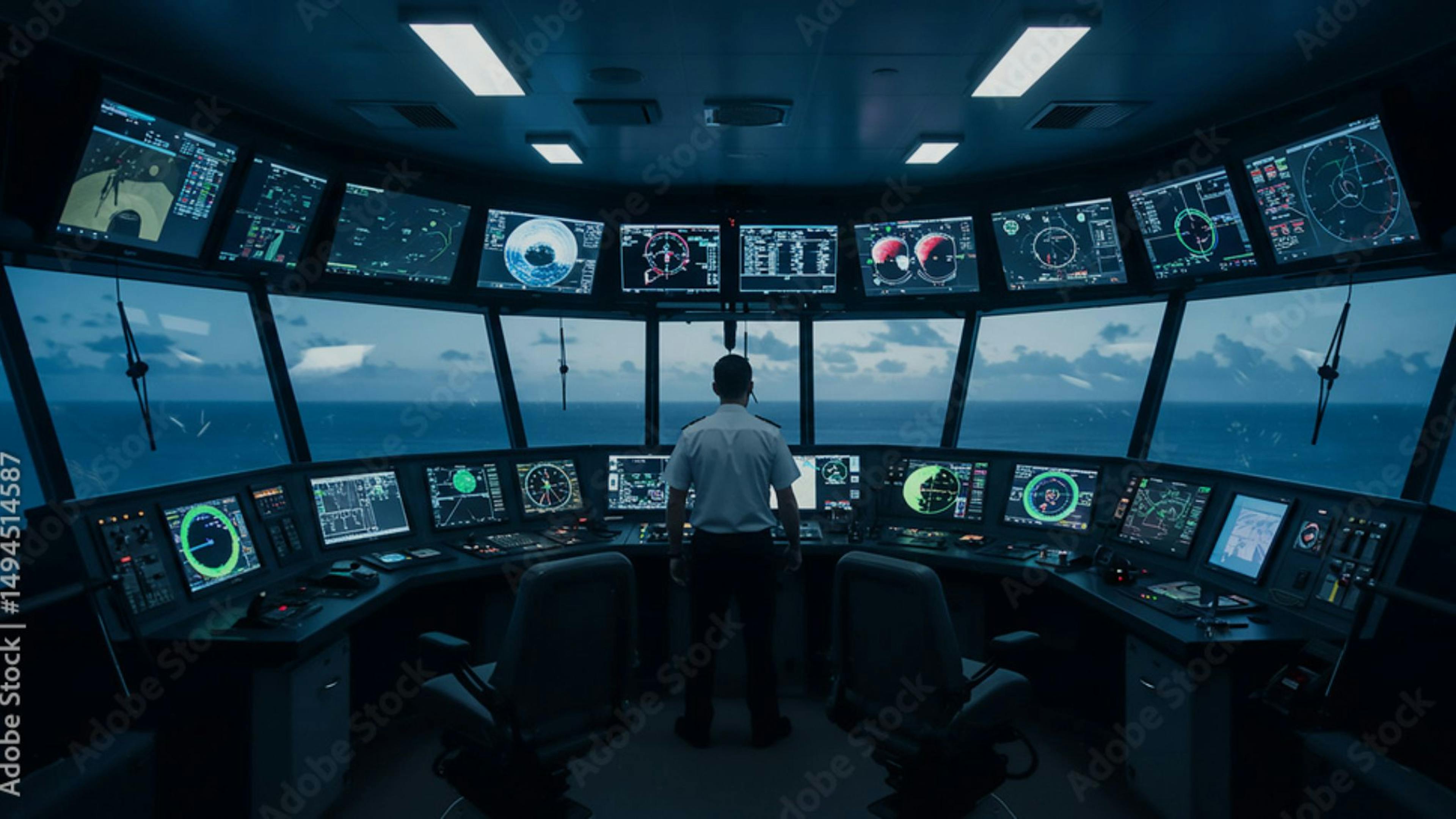 Captain navigating ship