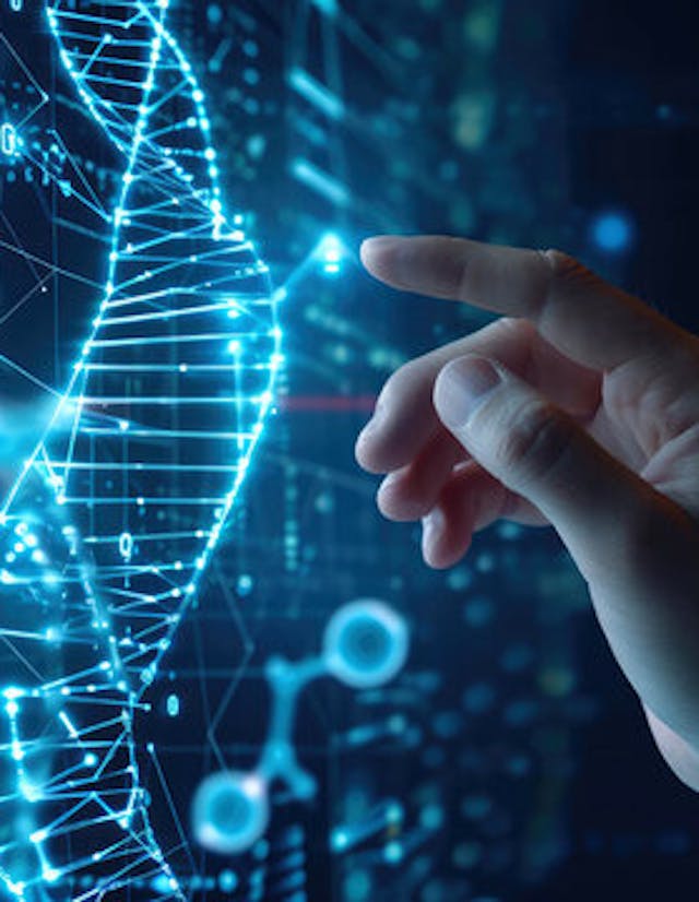 Doctor touching icon DNA Digital  