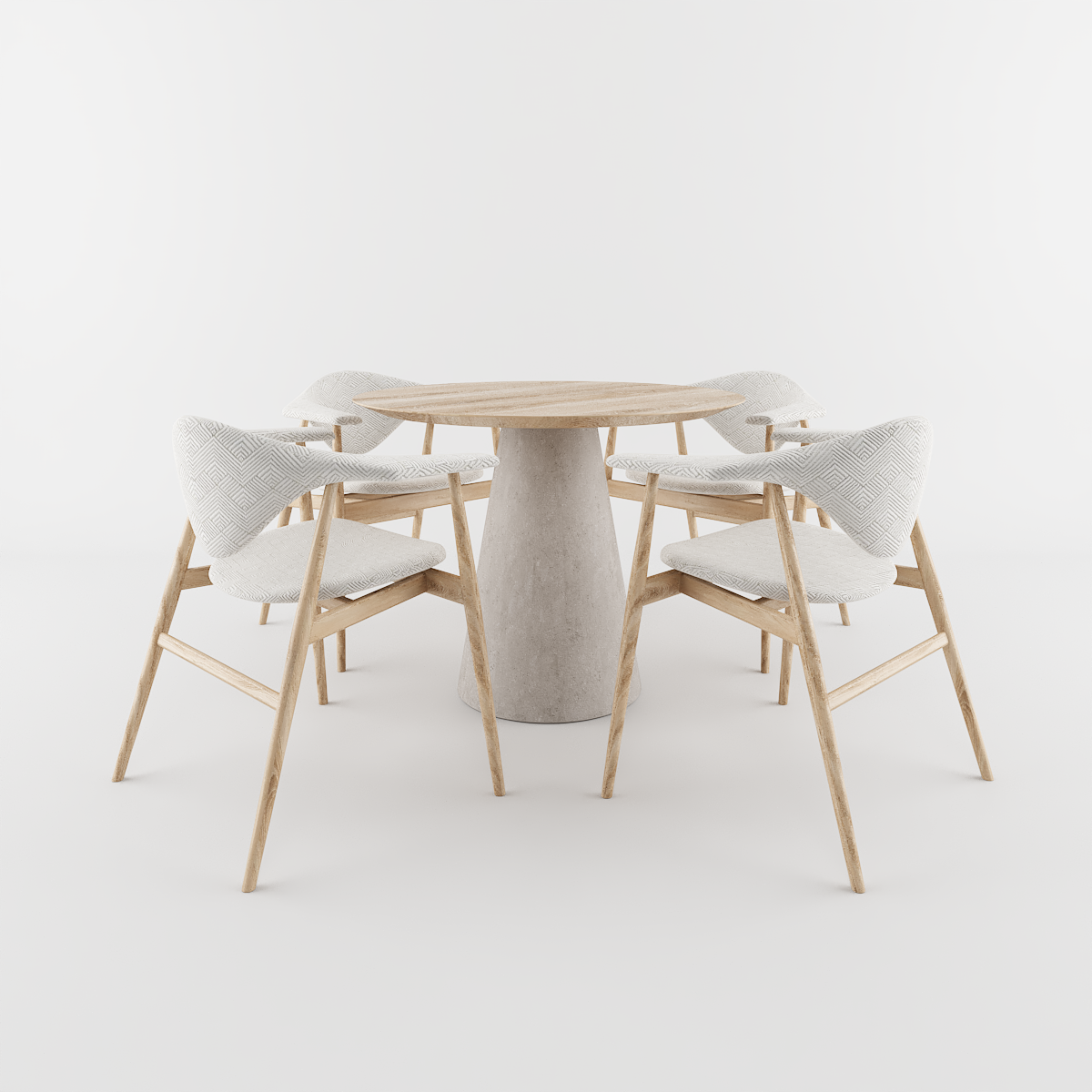 MESA DE JANTAR CONE CONCRETO E MADEIRA