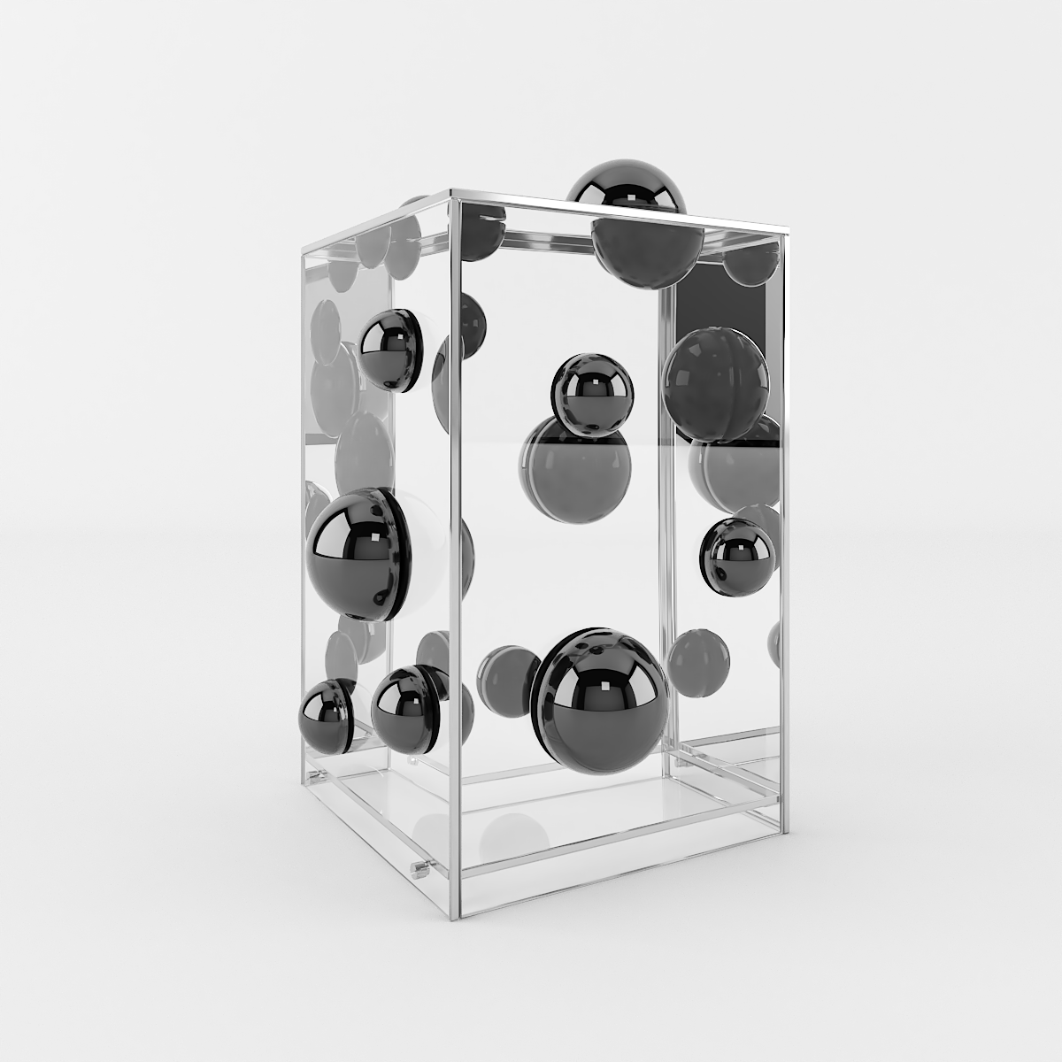 ESCULTURA BOLAS NO VIDRO