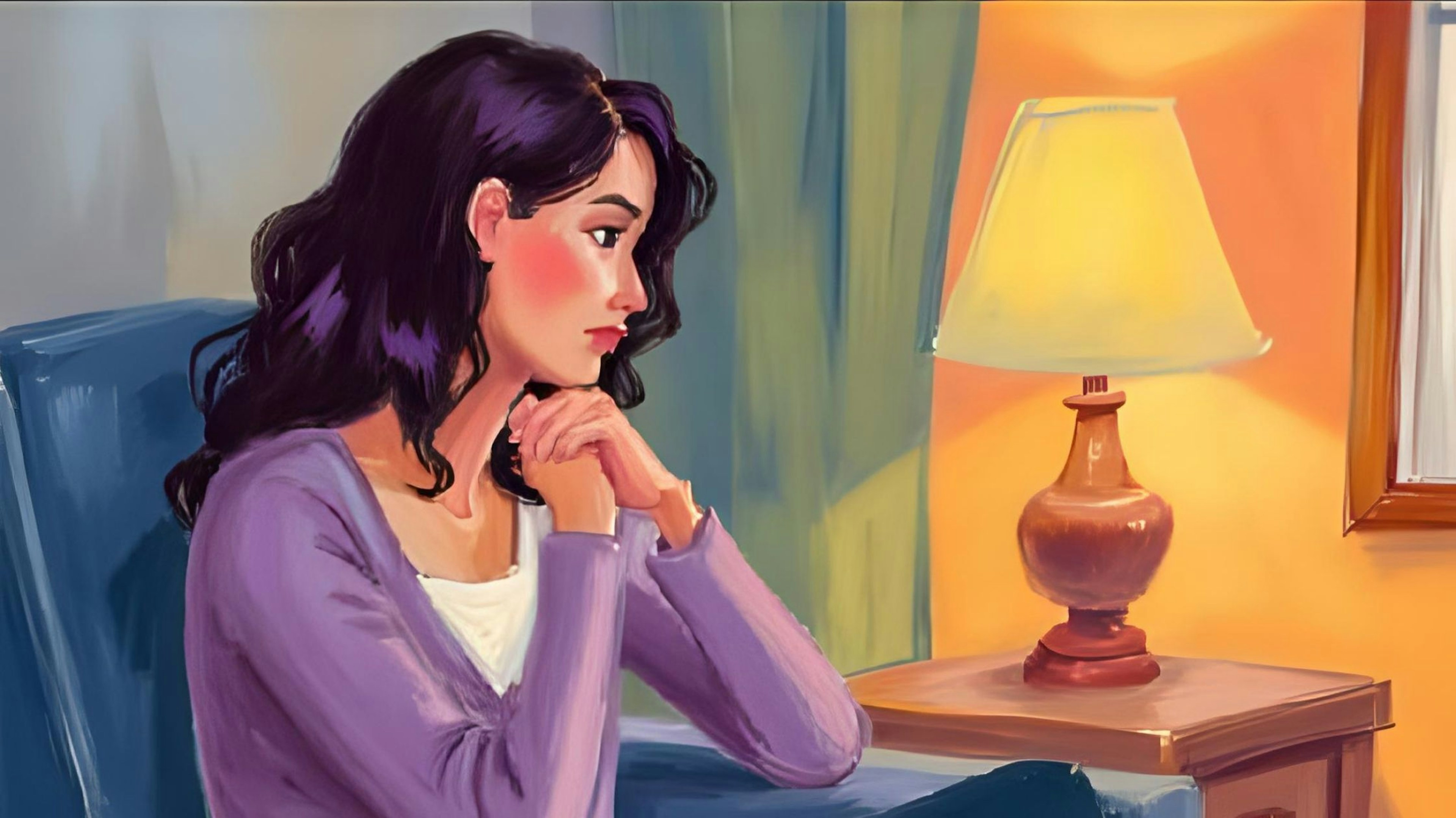 A woman reflecting in therapy