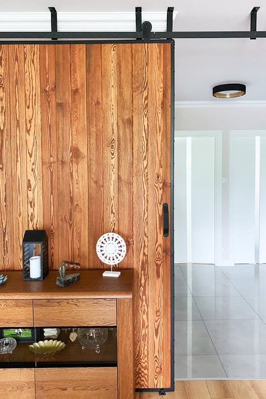 large sliding door in a metal frame