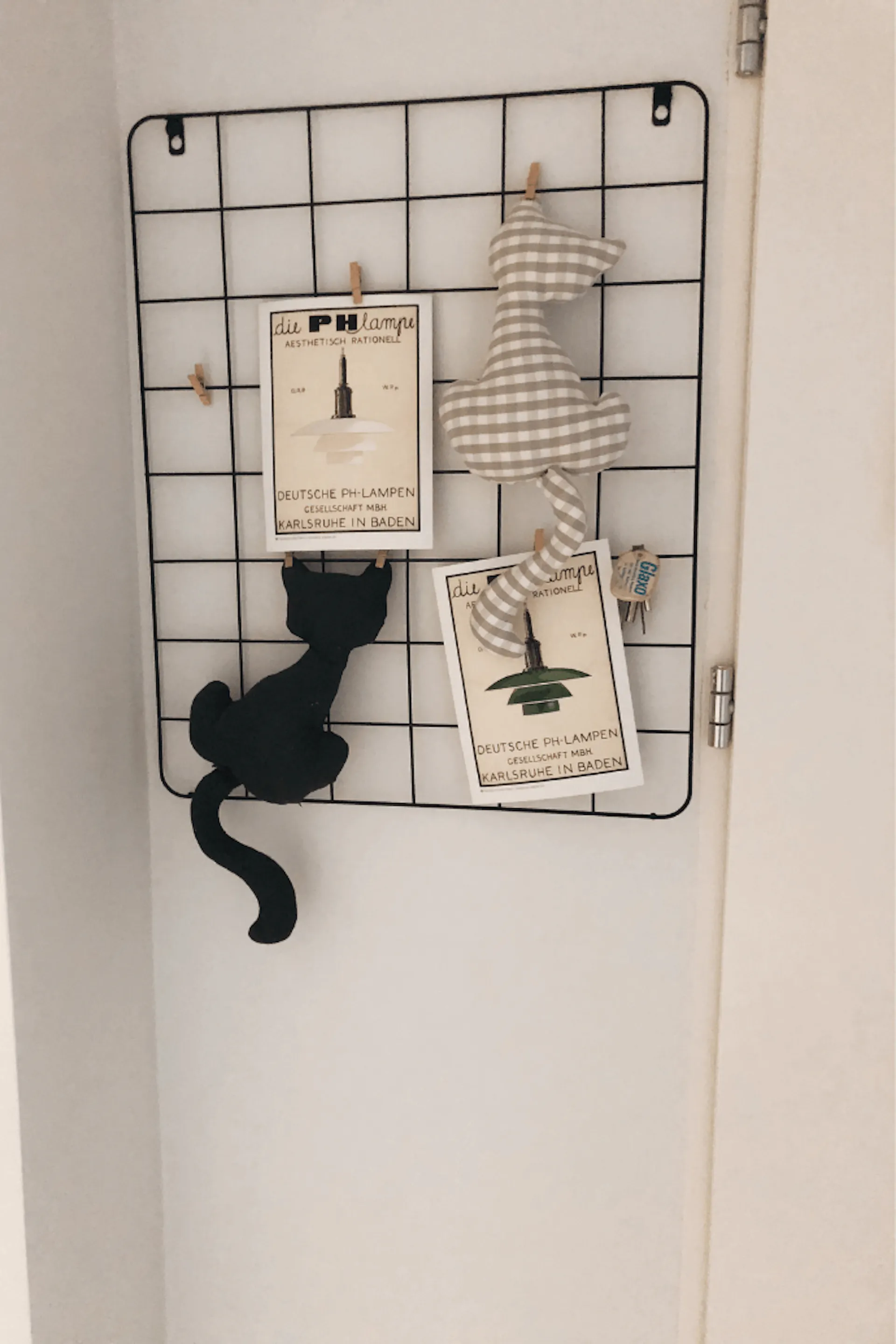 Organizer aus schwarzem Metall an der Wand