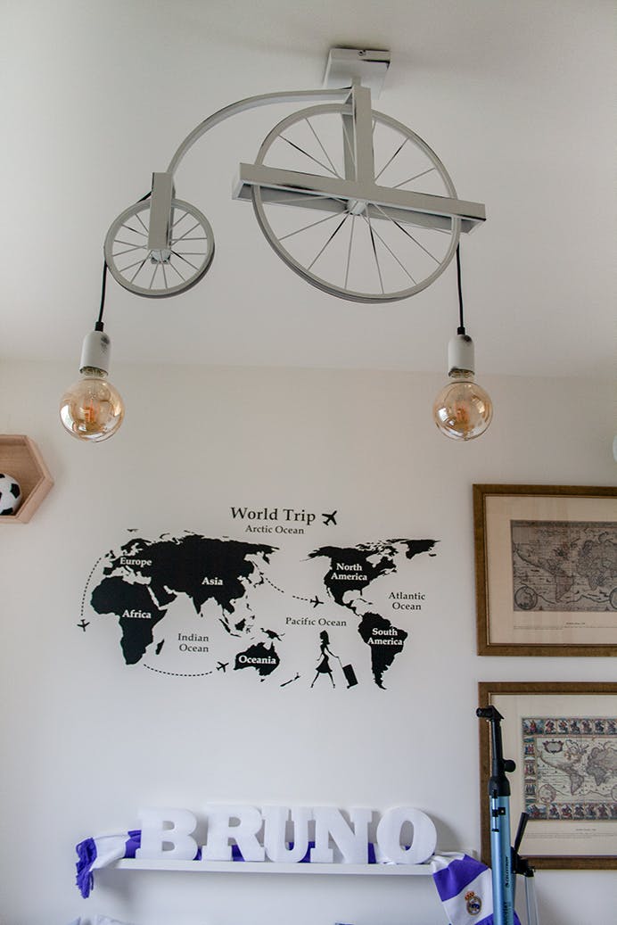 industrielle Hängelampe, Fahrrad Leuchter, Karten Wanddekorationen