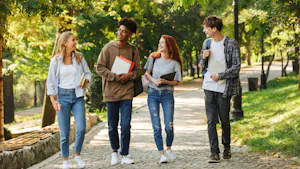 students in park