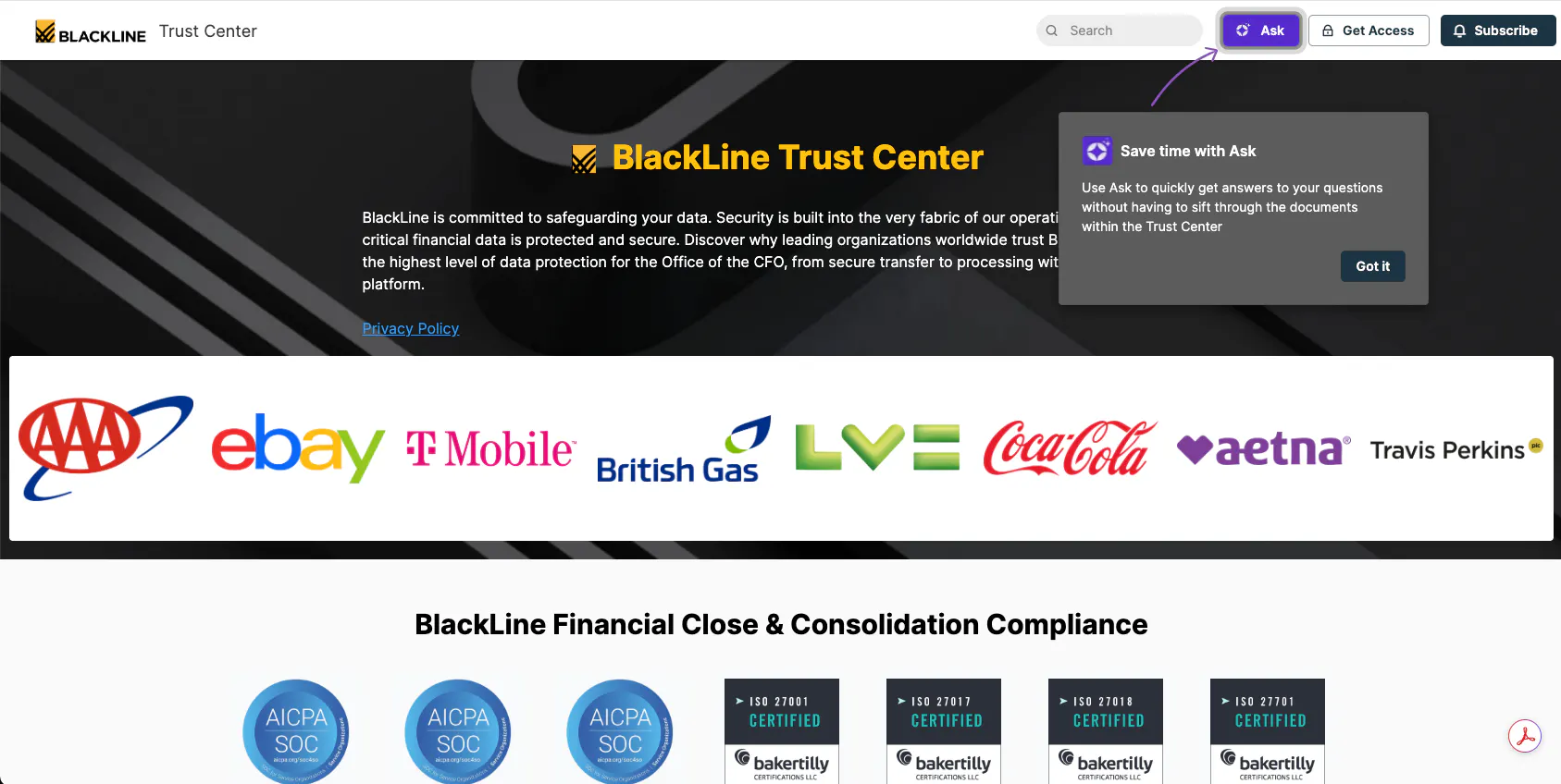 BlackLine Trust Center