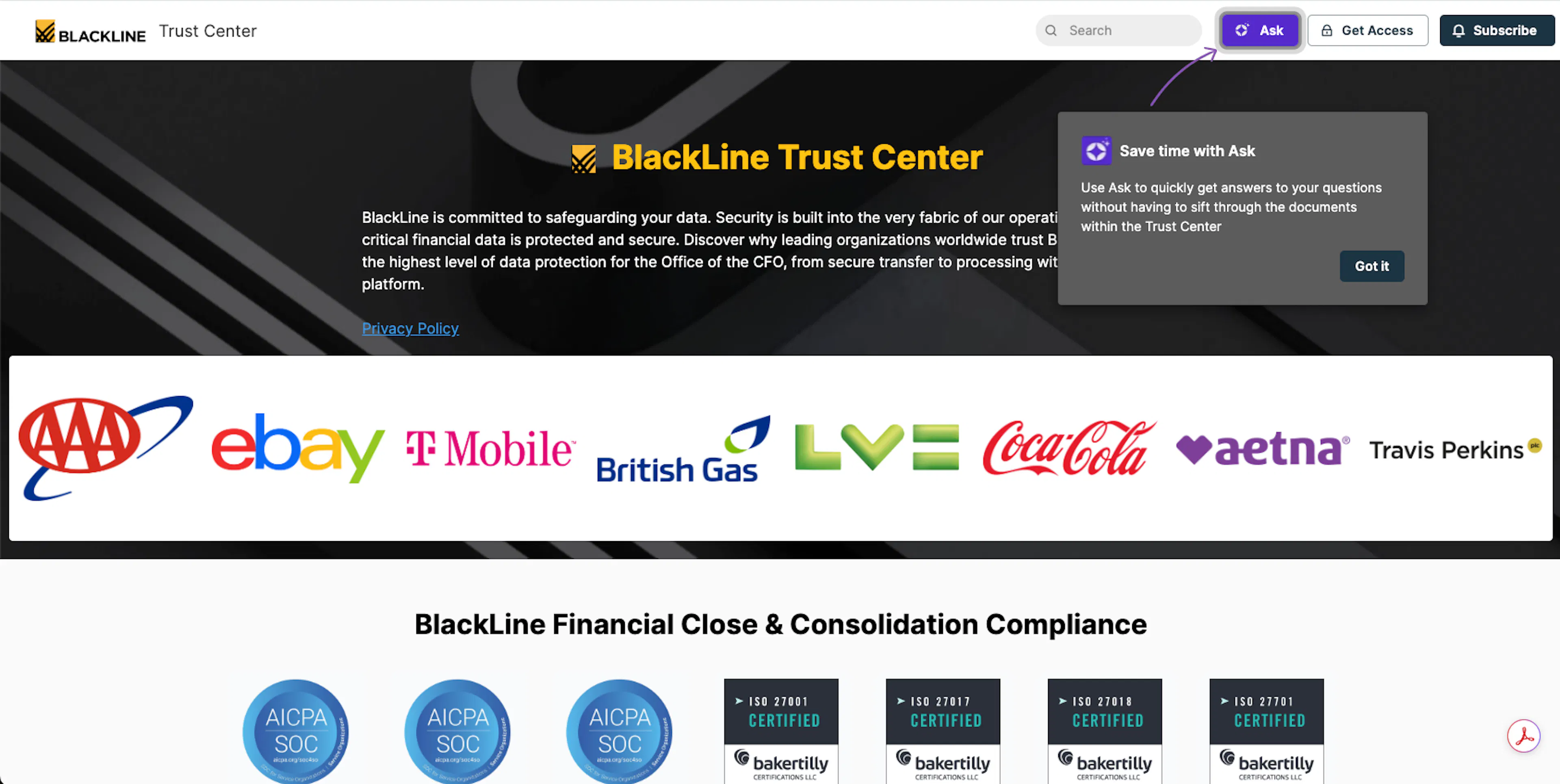 BlackLine Trust Center