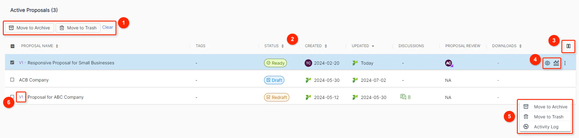 Responsive UI showing the Active Proposals features