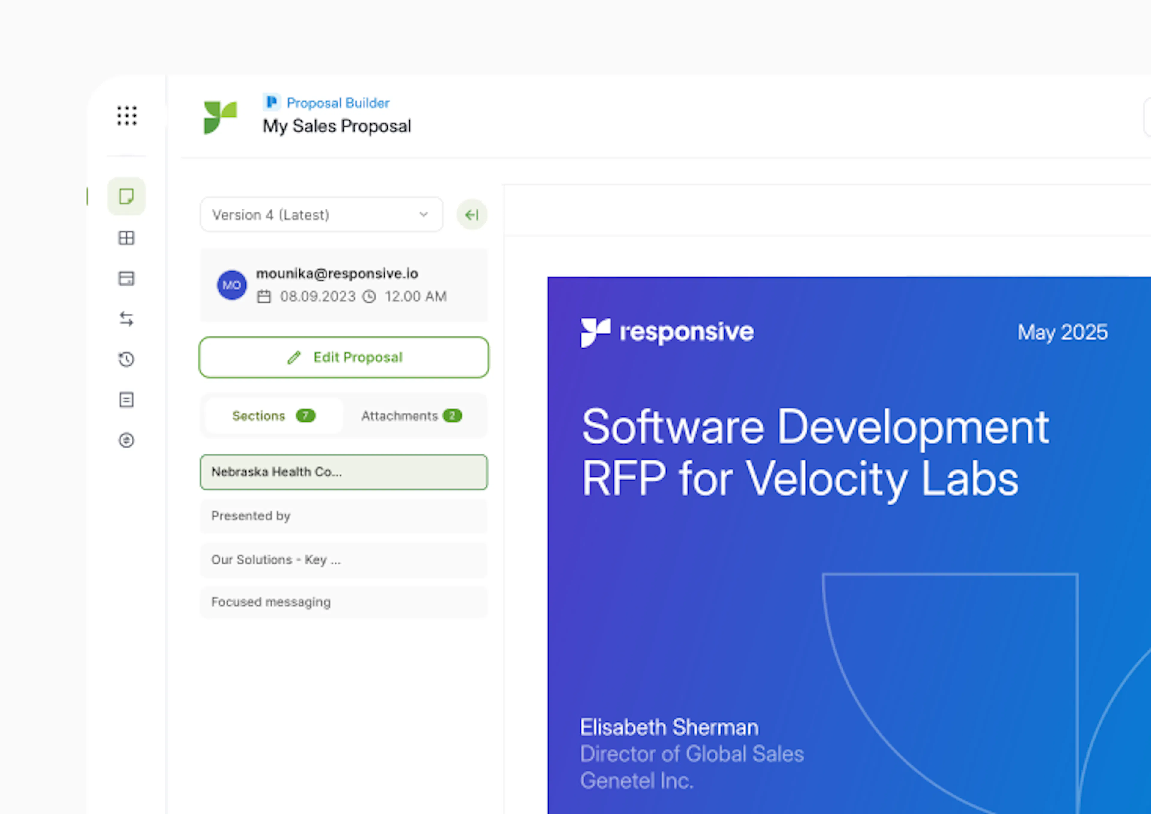 Responsive Proposal Builder interface