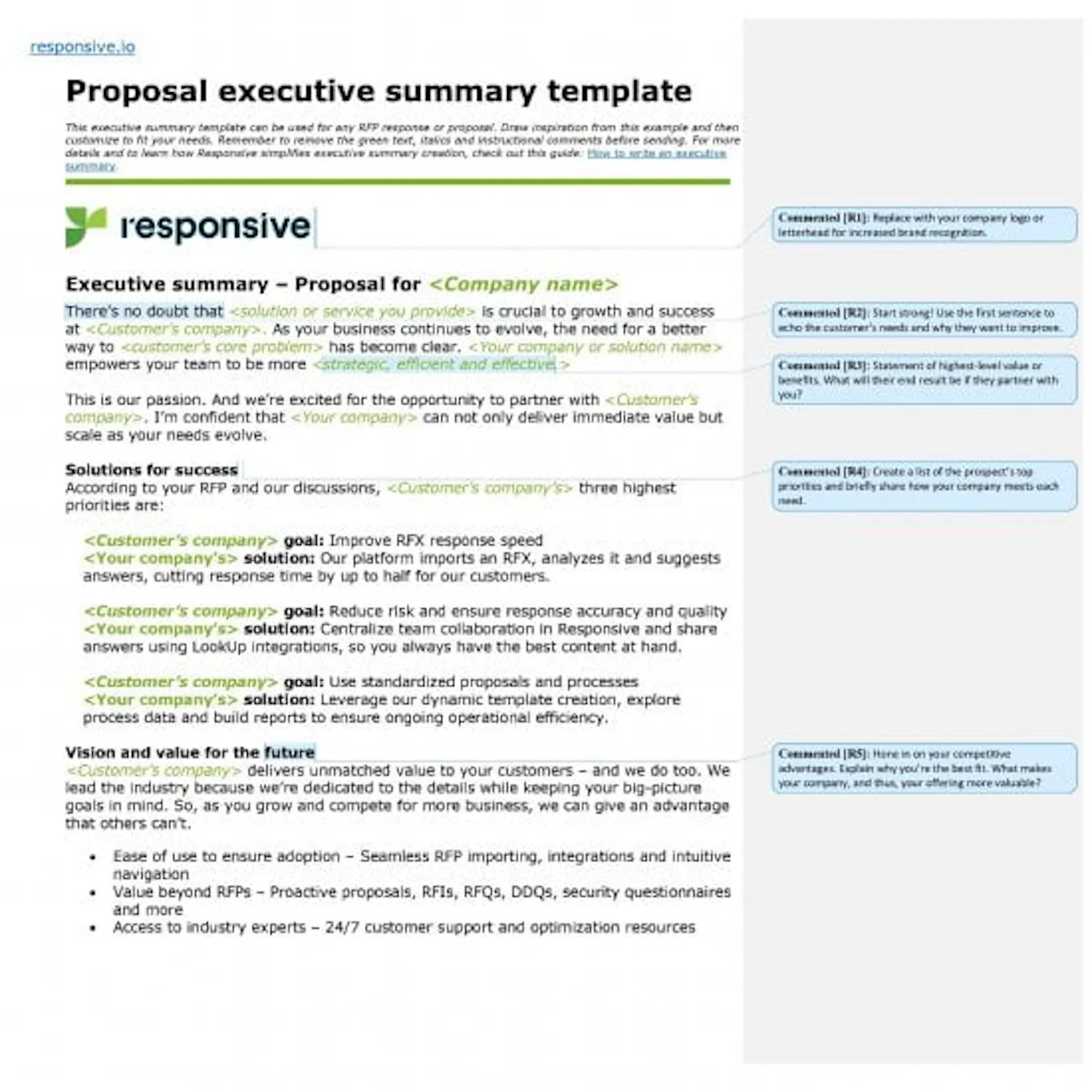 Executive Summary Rrl Part Example RFP Executive Summary: Example, Template, Tips | Responsive