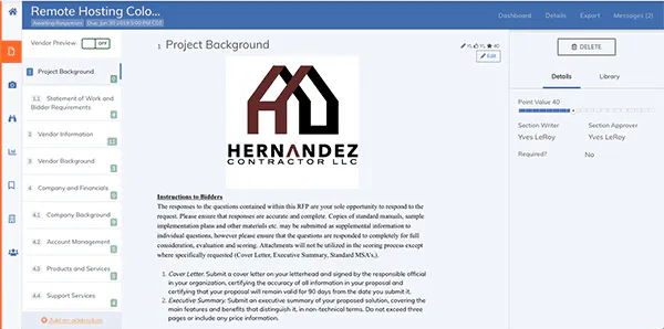 Project Background Section in Business Requirements Document