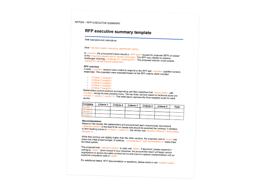 Sample RFP Executive Summary Template-RFP360