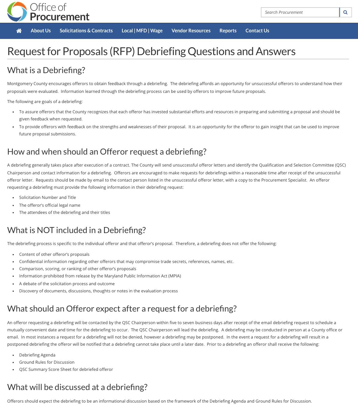 RFP debrief guide example