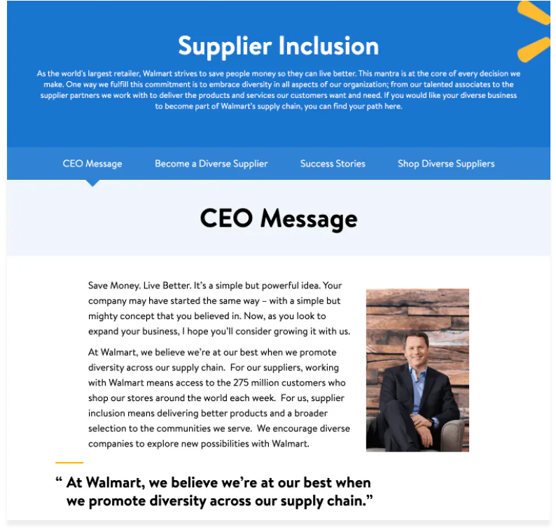 Walmart Supplier Diversity Program screenshot