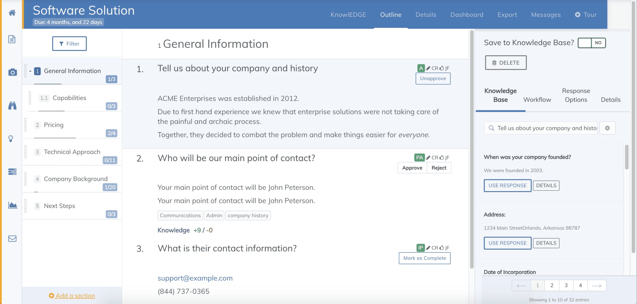 RFP software proposal outline