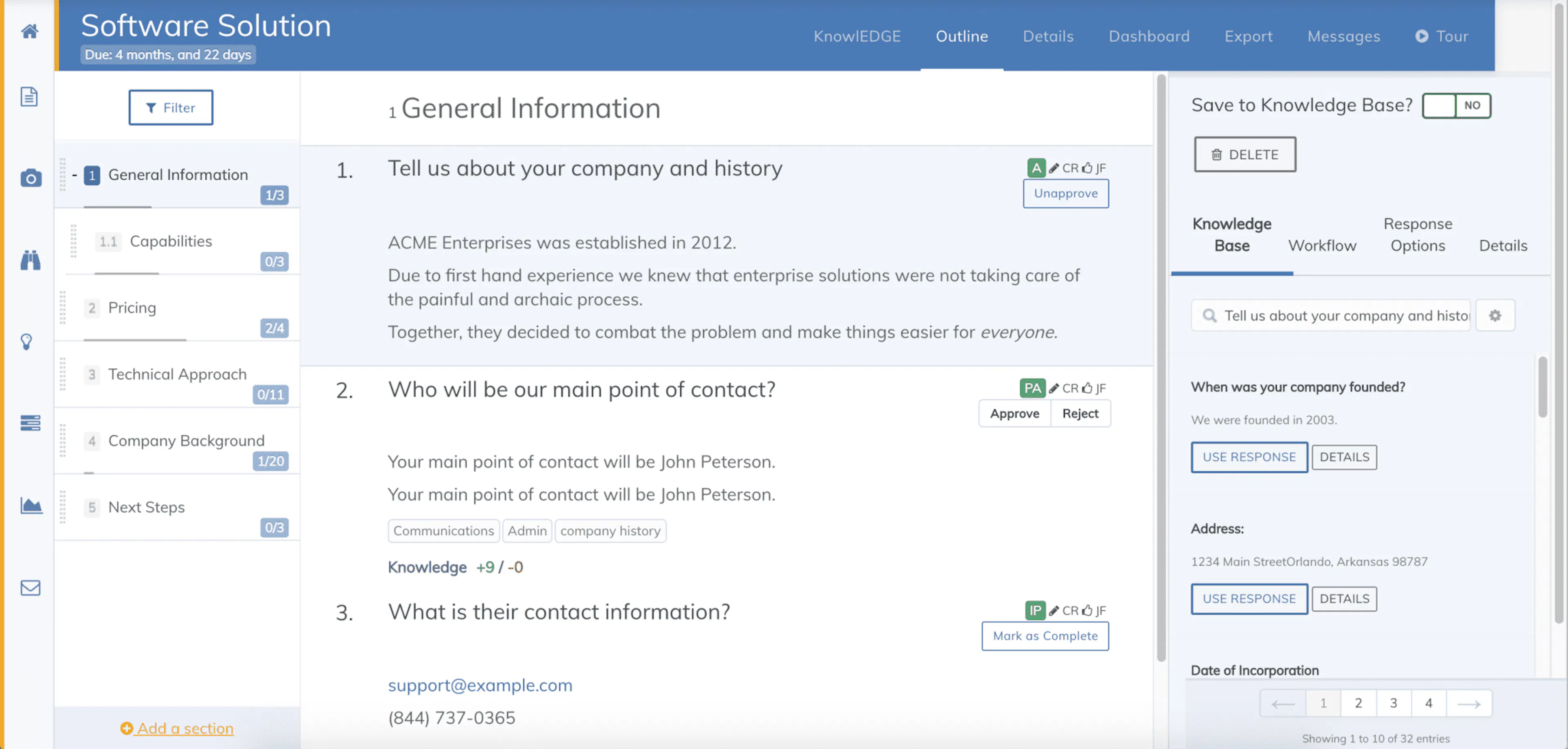 RFP software proposal outline