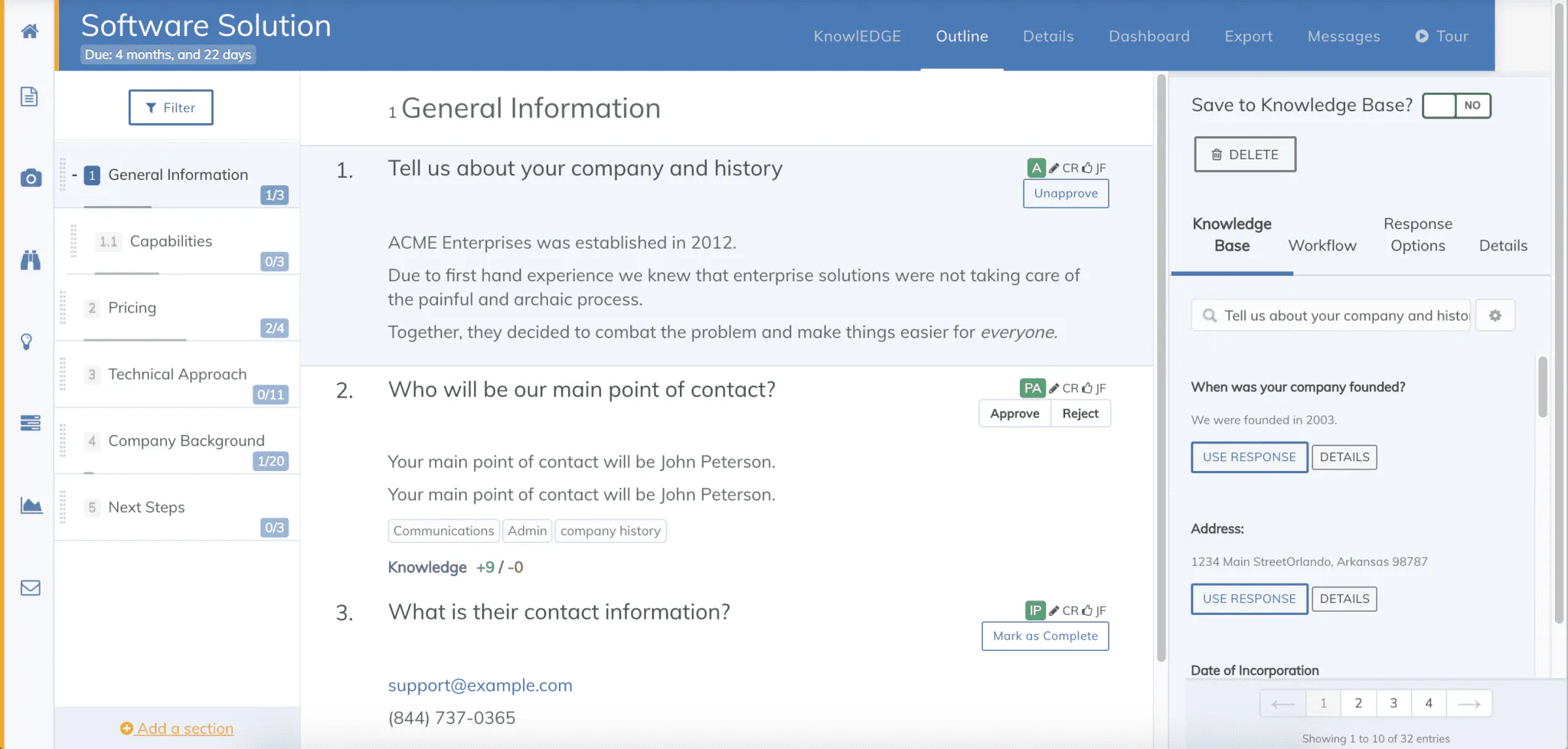 RFP software proposal outline