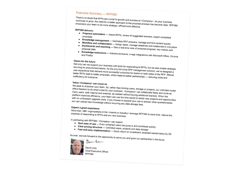 RFP360 Executive Summary Tempalte