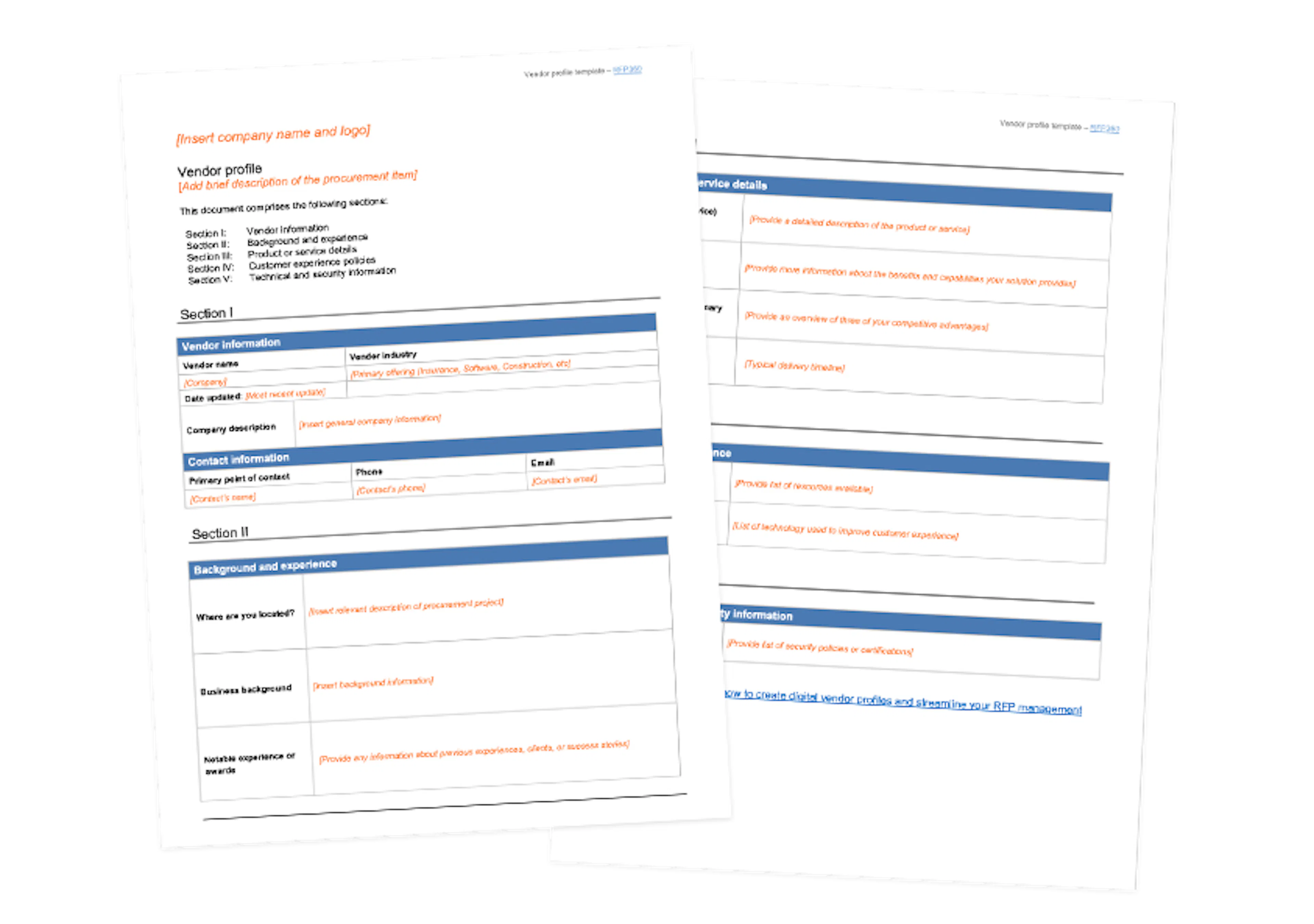 RFP360 Vendor Profile Template