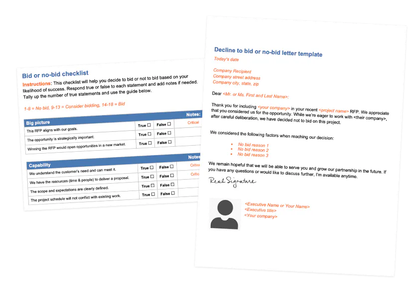 RFP360 bid or no bid template