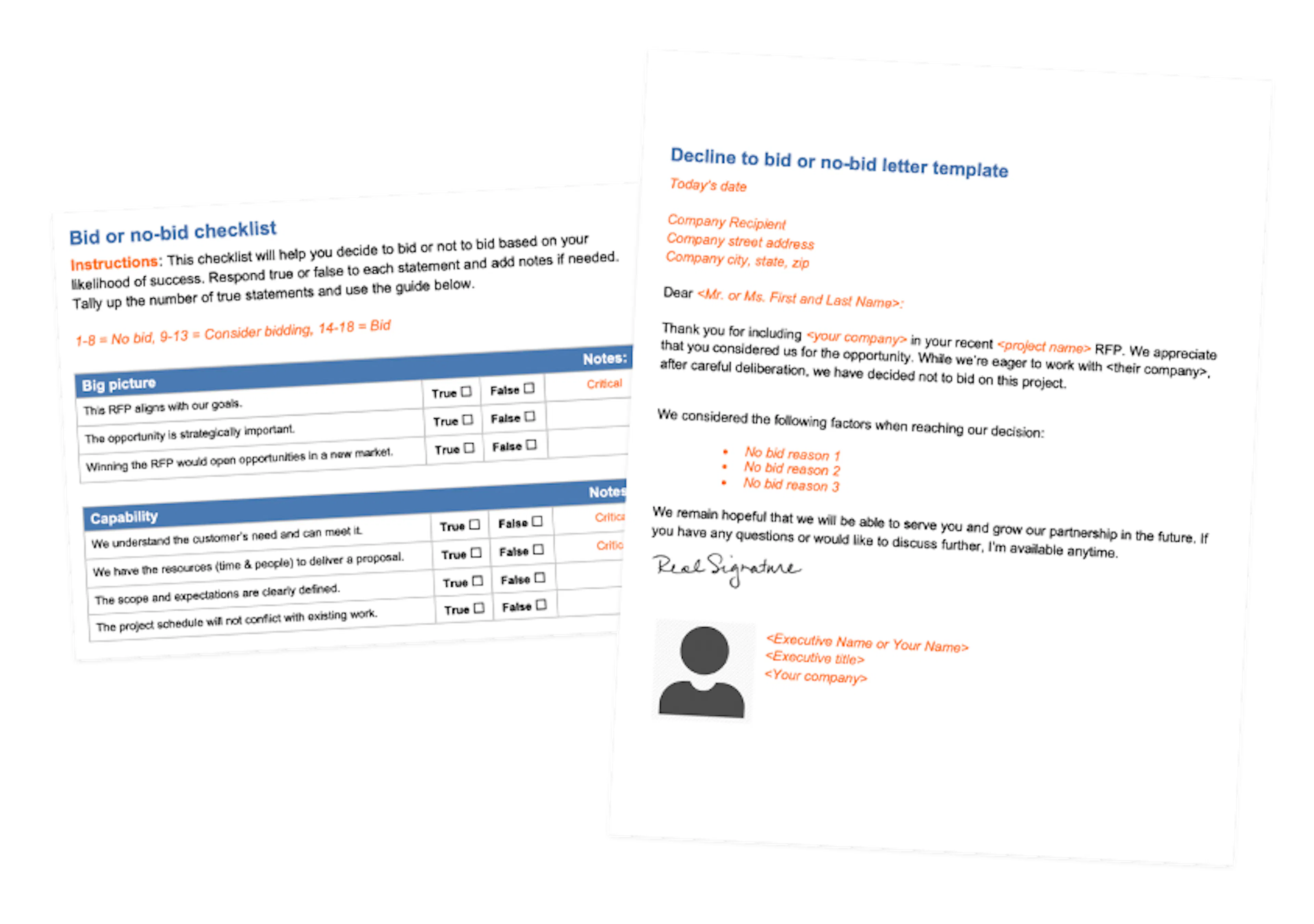 RFP360 bid or no bid template