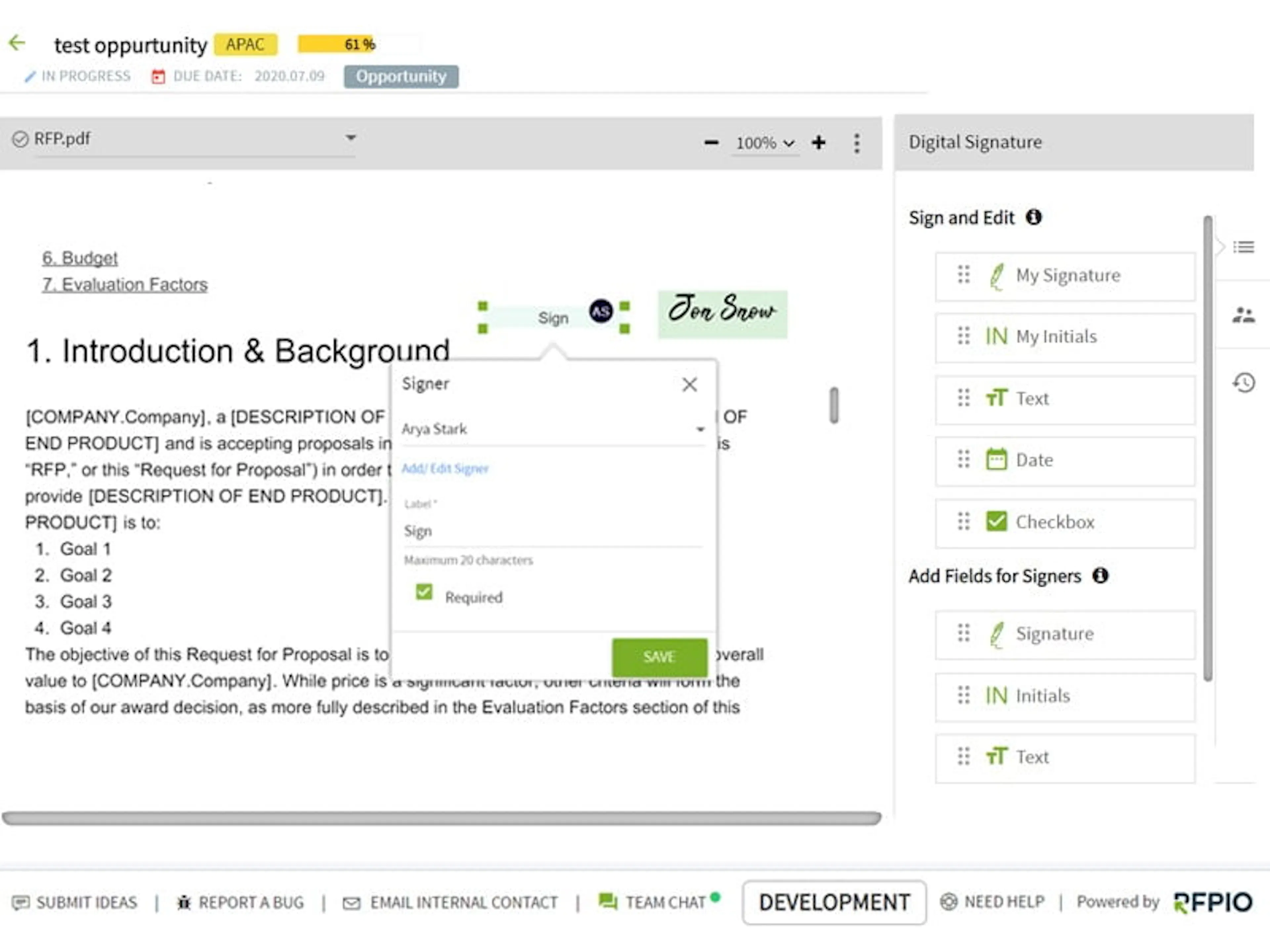 Gather e-signatures right in your proposal software