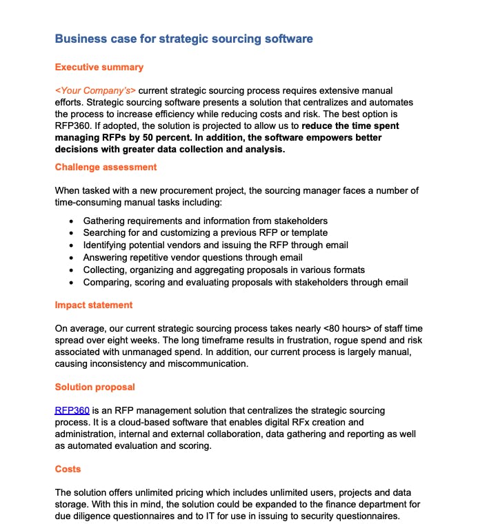 Strategic Sourcing Software Business Case 1