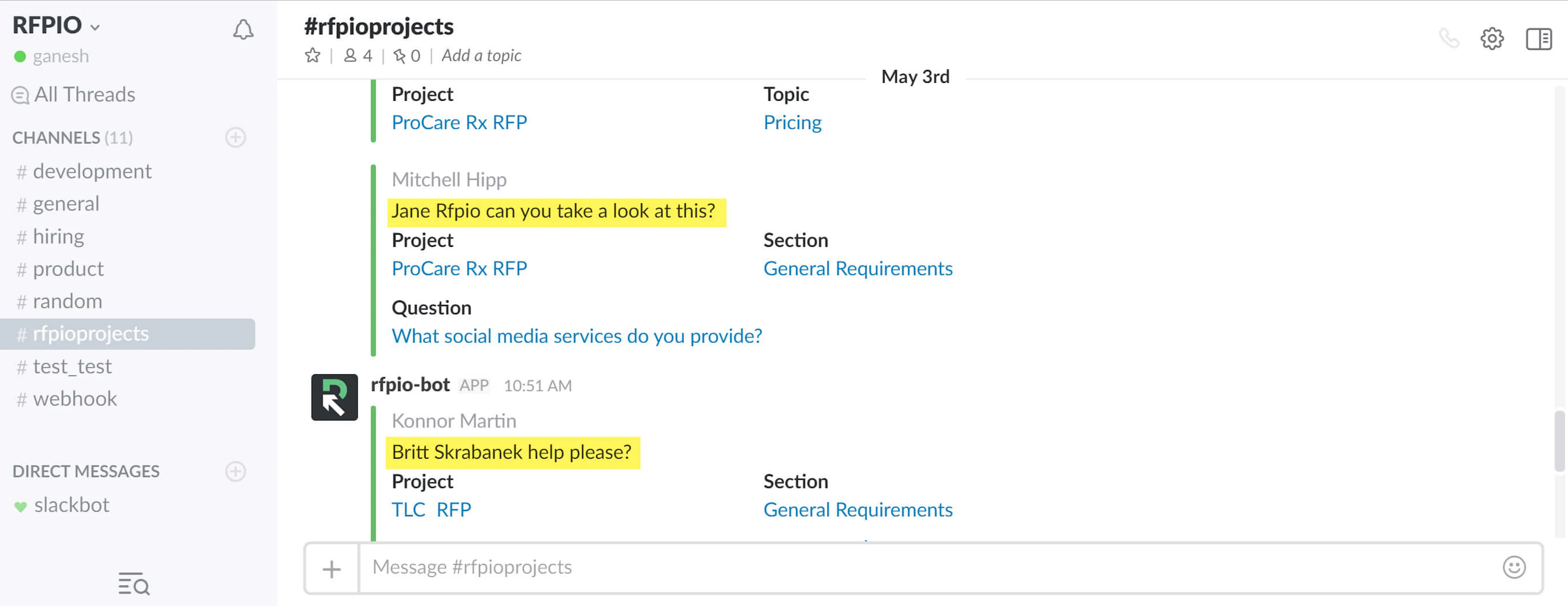 team communication rfps