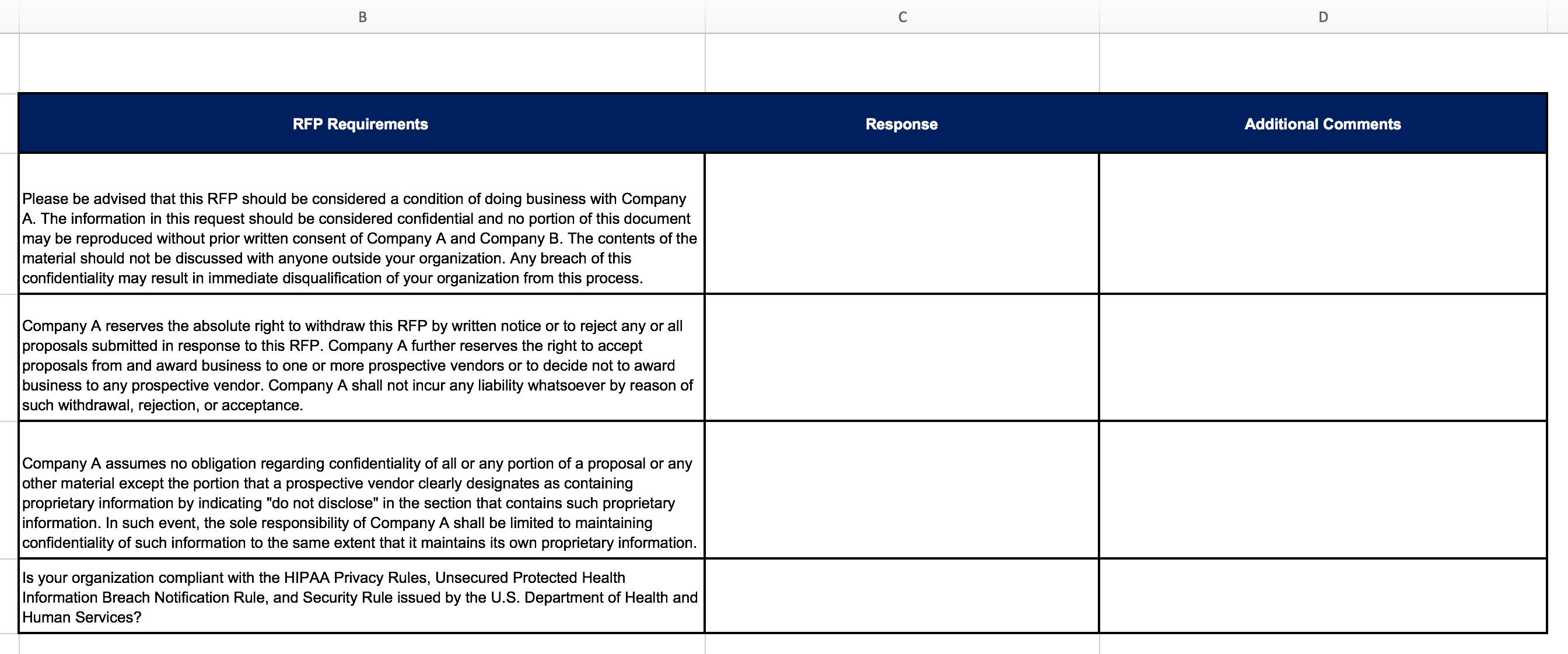 rfp software excel import