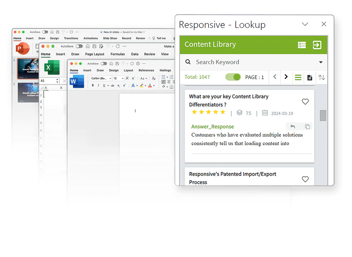 Responsive LookUp interface showing search results for content.
