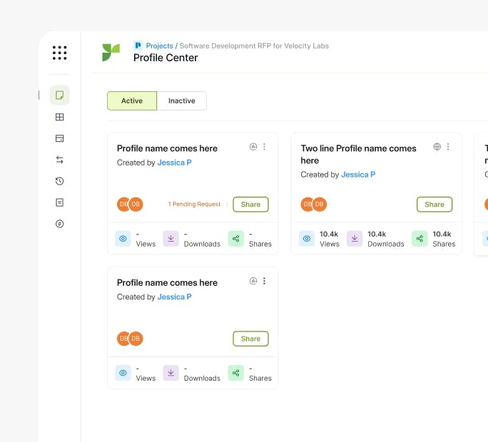 Responsive UI showing the Profile Center/Trust Center
