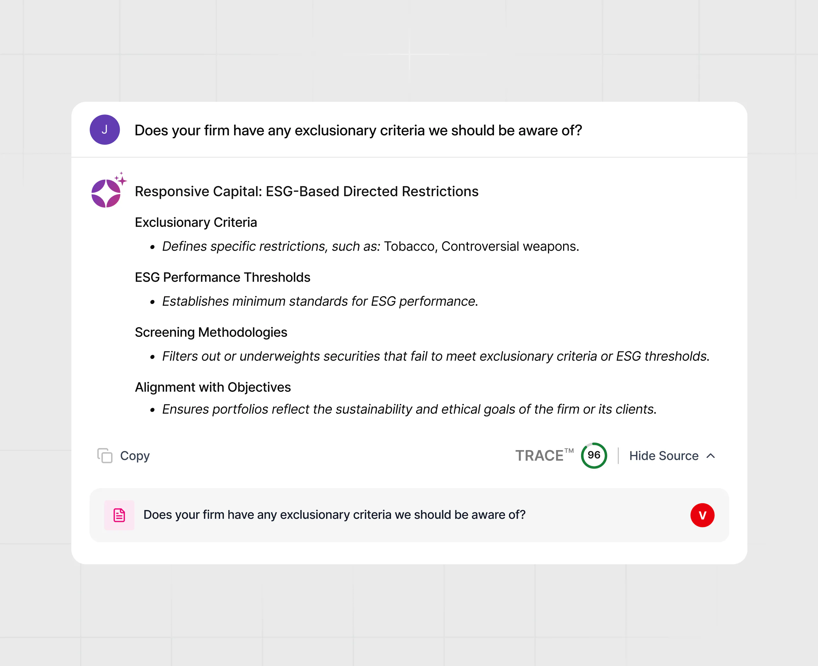 Illustration of Verbatim feature in Responsive