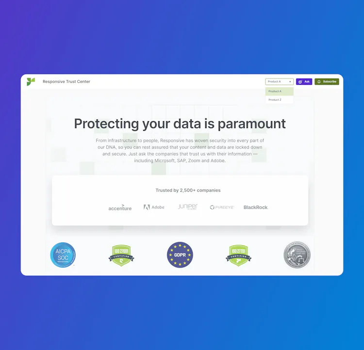 Trust Center | Prove Security and Compliance Faster | Responsive