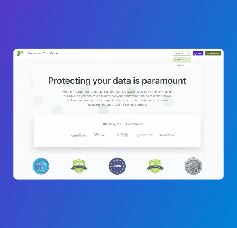 Trust Center | Prove Security and Compliance Faster | Responsive