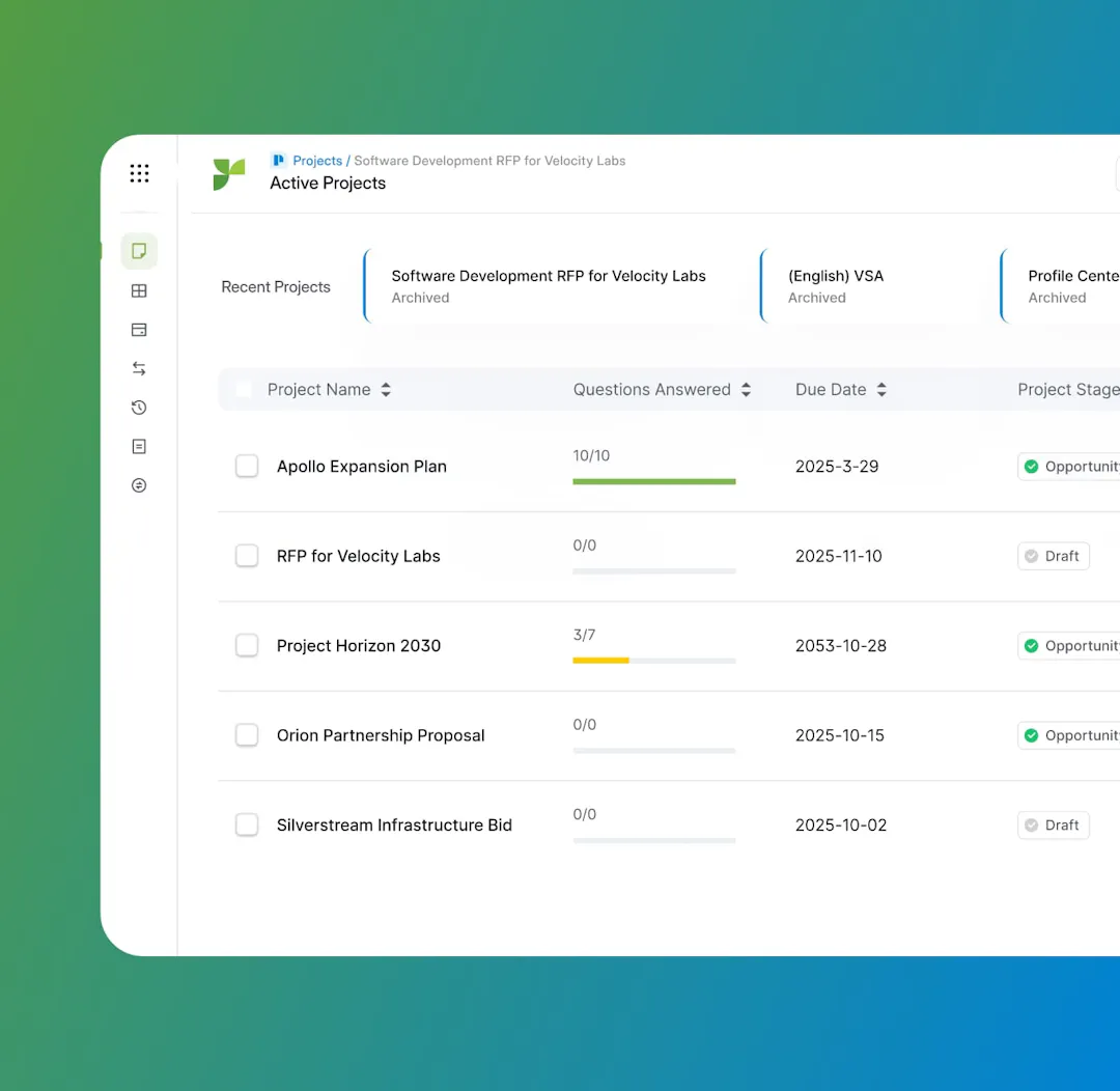 Response Projects | AI-Powered RFP & Questionnaire Management | Responsive