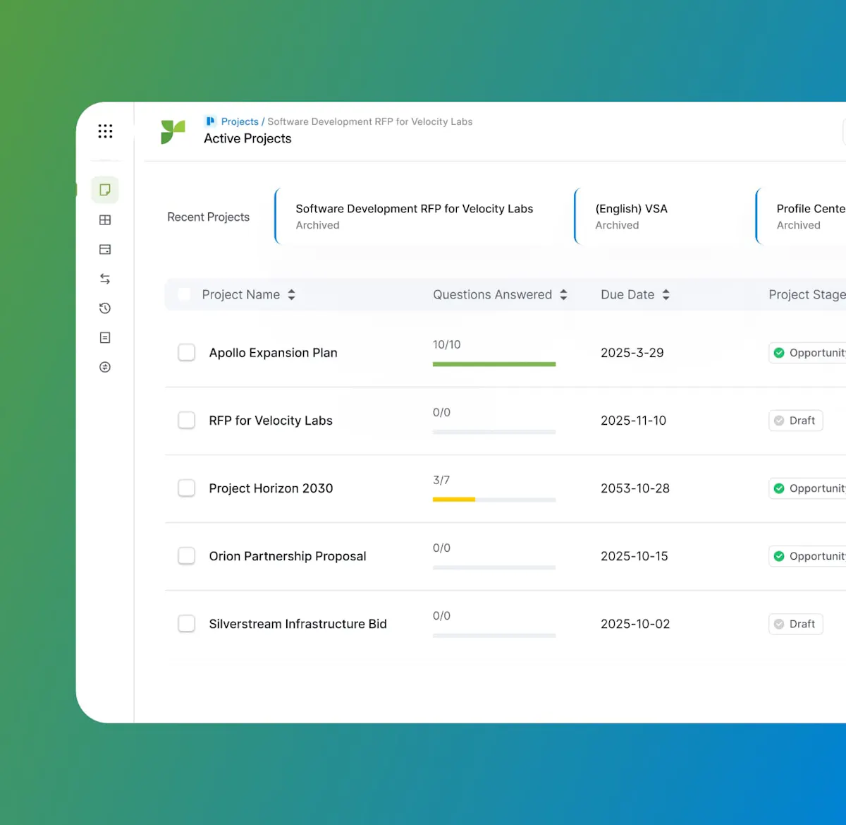 Response Projects | AI-Powered RFP & Questionnaire Management | Responsive