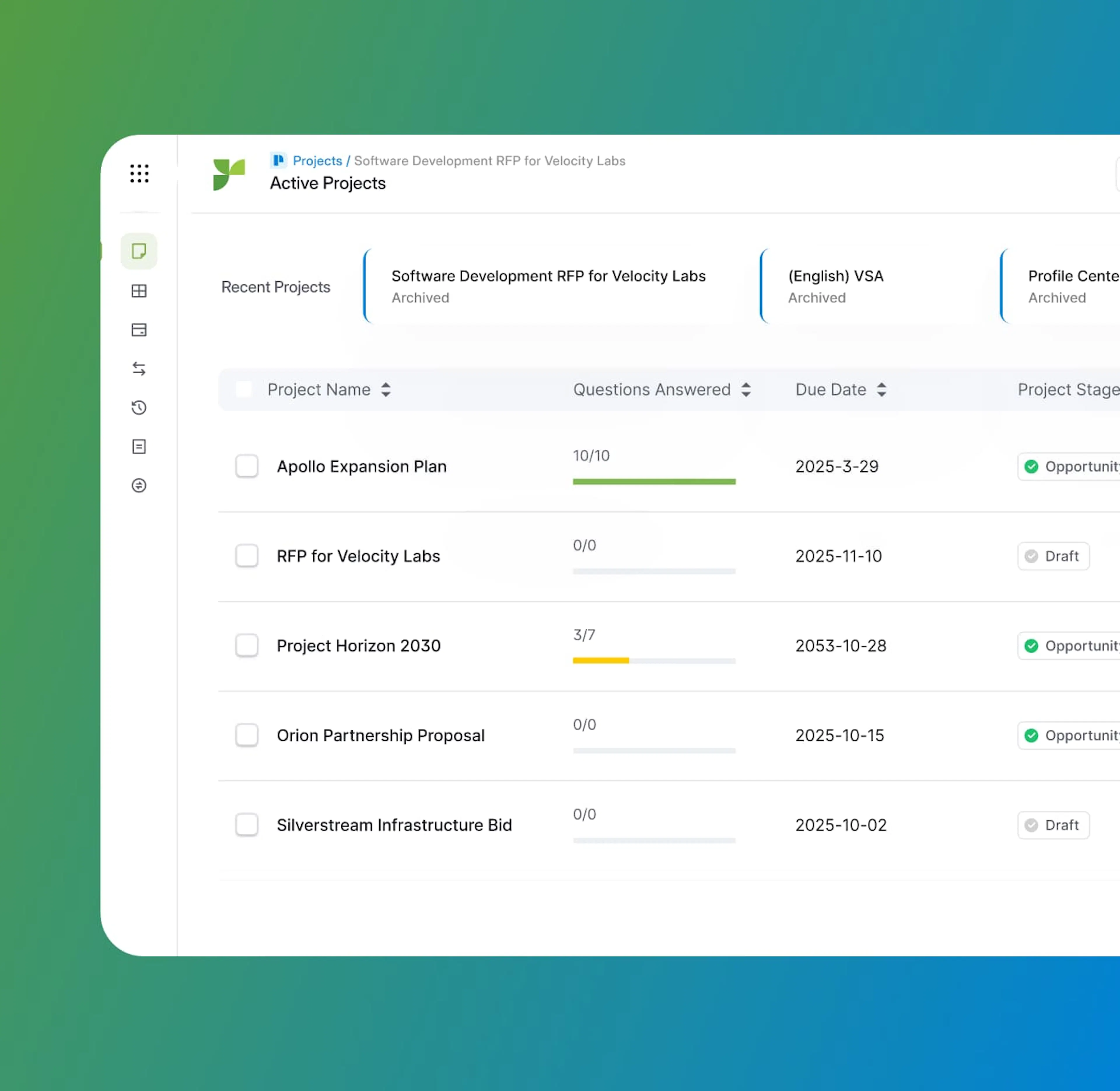response projects screenshot