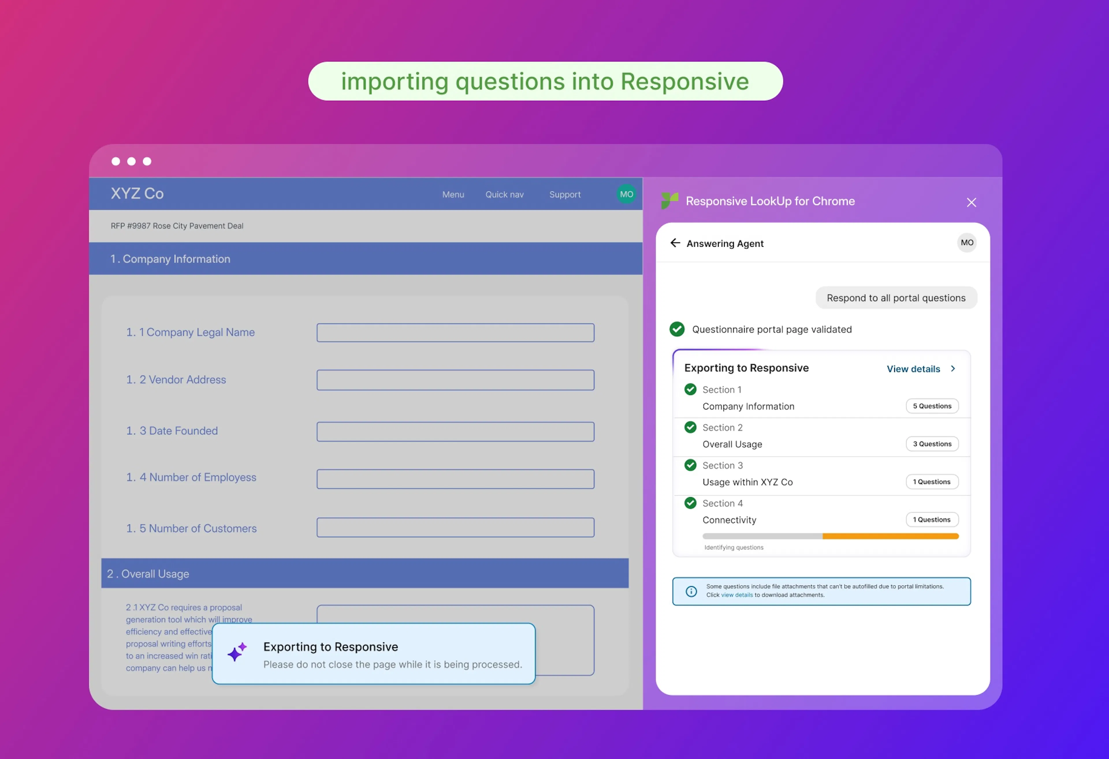 Responsive portal automation importing questions into Responsive