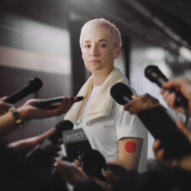 Former Olympian and advocate, Megan Rapinoe, sporting her period proudly. 