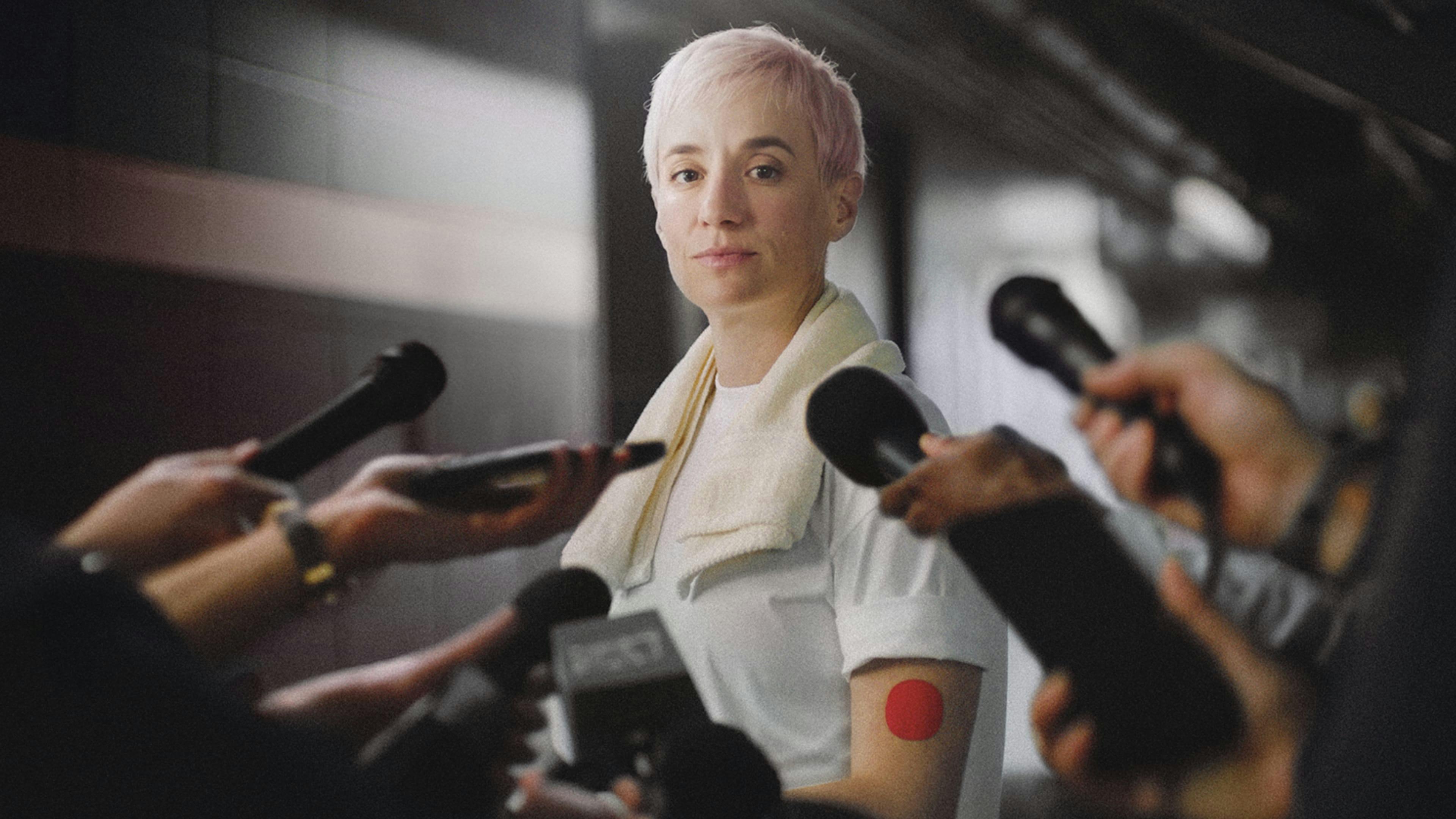 Former Olympian and advocate, Megan Rapinoe, sporting her period proudly.