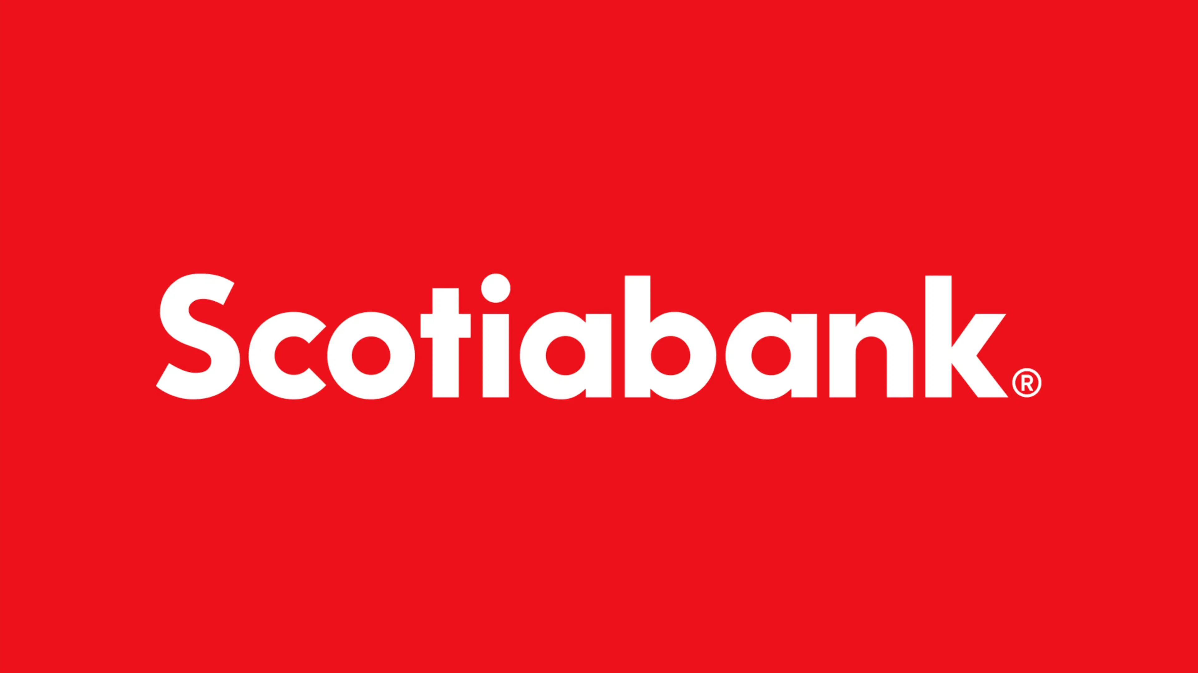 Red background with the word "Scotiabank" in bold white letters, centered.