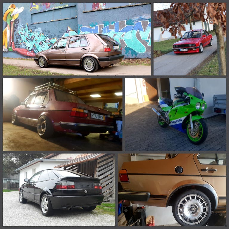 Eine Collage aus Sarahs Fahrzeugen Eine Collage aus Sarahs Fahrzeugen