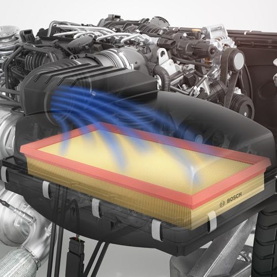 Darstellung wie ein Luftfilter im Auto funktioniert