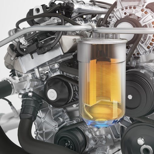 Abbildung Kraftstofffilter in einem Motor