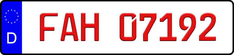 Rotes 07 Kennzeichen Rotes 07 Kennzeichen